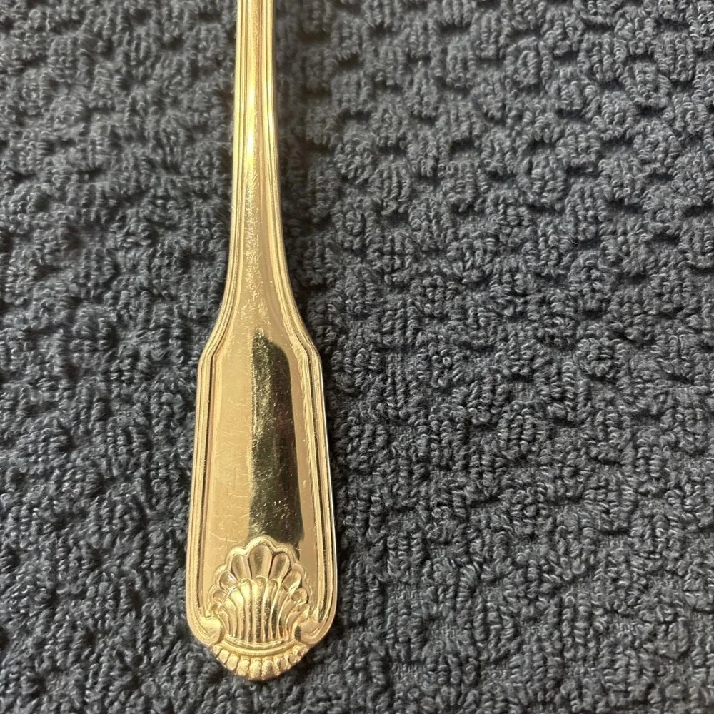 Oneida CLASSIC SHELL Stainless CUBE Heirloom Silverware Slotted Serving Spoon